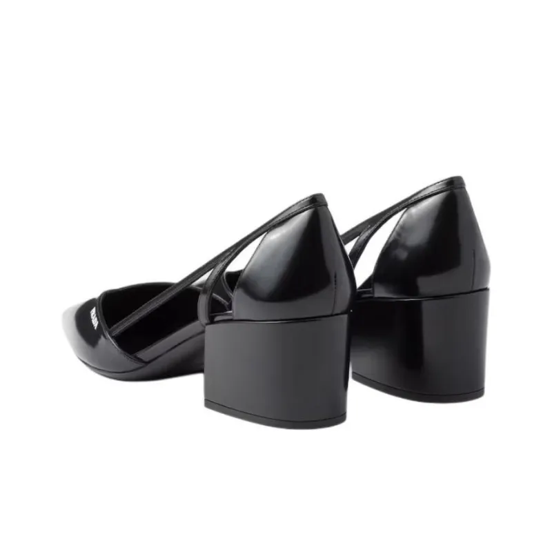 PRADA Chunky Heel High Heels 5.5cm Women's Black-3