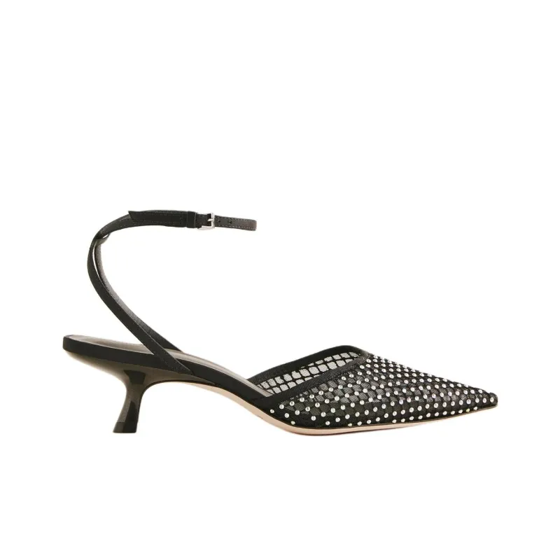 REFORMATION Wade Slim Heel High Heels 5cm Women's Black-1