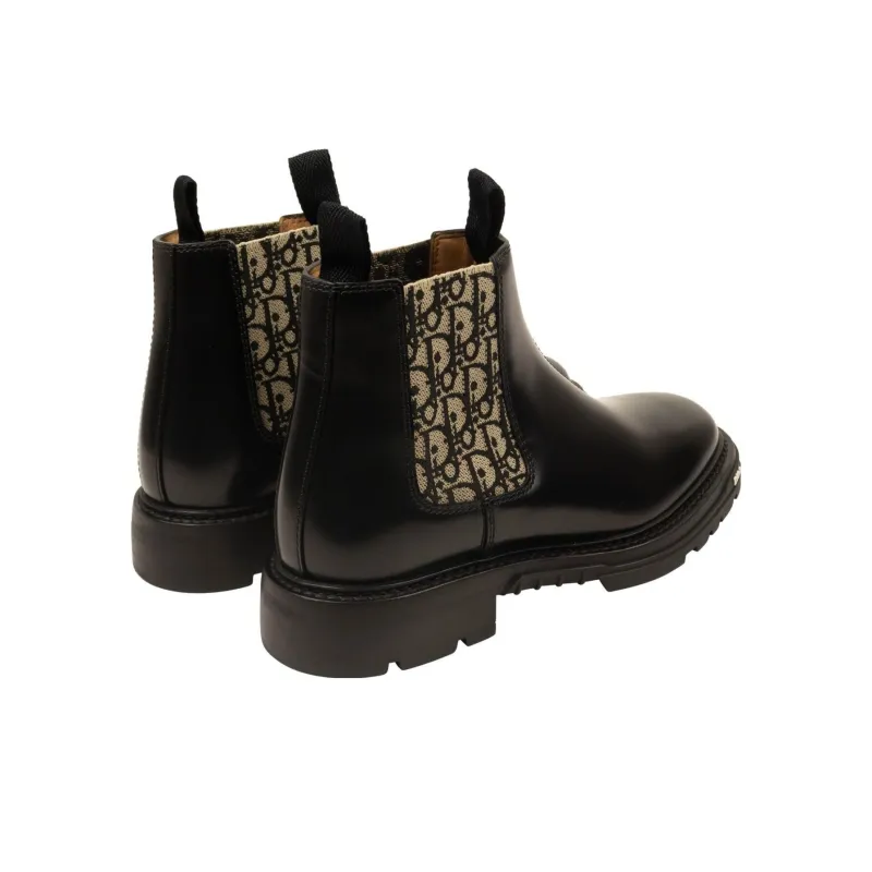 DIOR Explorer Chelsea Boots Black Beige Oblique-2