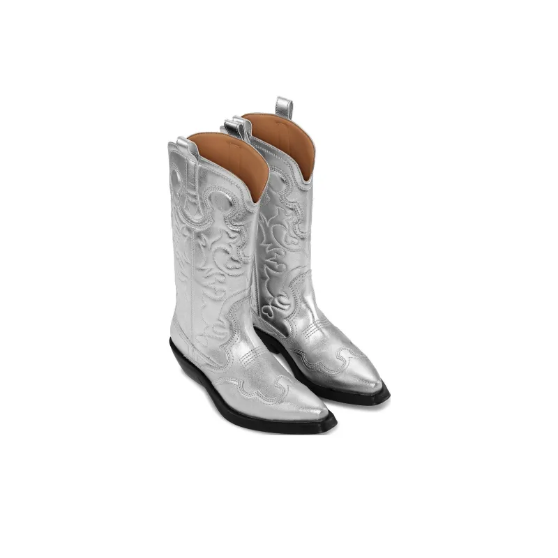 GANNI Mid Shaft Embroidered Western Boots Women's-3