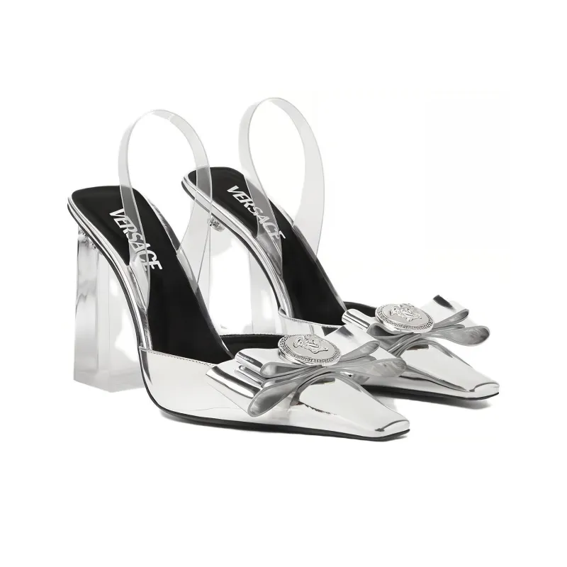 VERSACE Medusa Head Metallic Leather Pumps-2