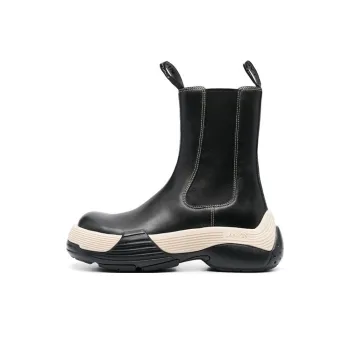 Lanvin Women's Flash-X Bold Chelsea Leather Boot 'Black Cream'