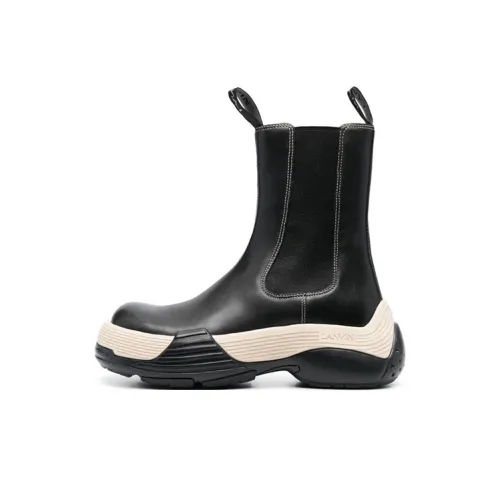 Lanvin Women's Flash-X Bold Chelsea Leather Boot 'Black Cream'