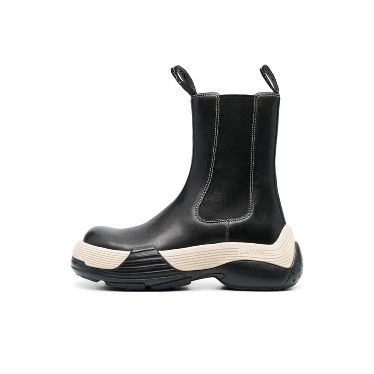 Lanvin Women's Flash-X Bold Chelsea Leather Boot 'Black Cream'-0