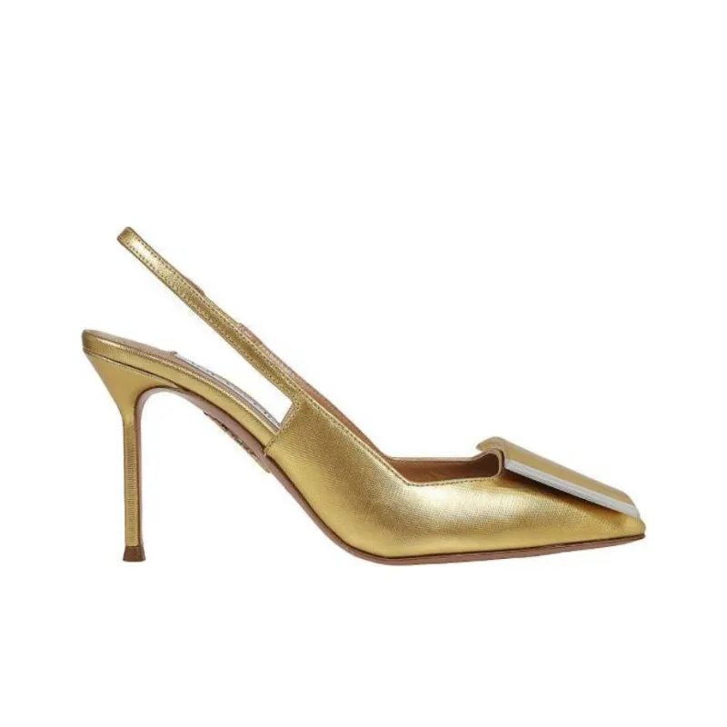 AQUAZZURA 100mm Metallic-leather Pumps-1