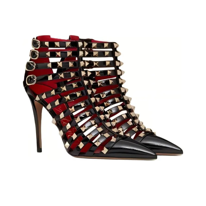 Valentino ROCKSTUD Slim Heel High Heels 9.5cm Women's Black-3