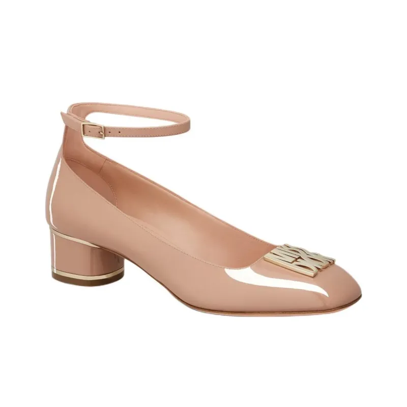 DIOR Miss Dior Chunky Heel High Heels 4cm Women's Nude-2