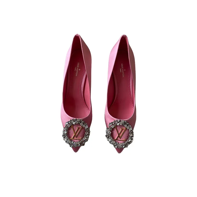 LOUIS VUITTON Madeleine Slim Heel High Heels 8cm Women's Pink-3