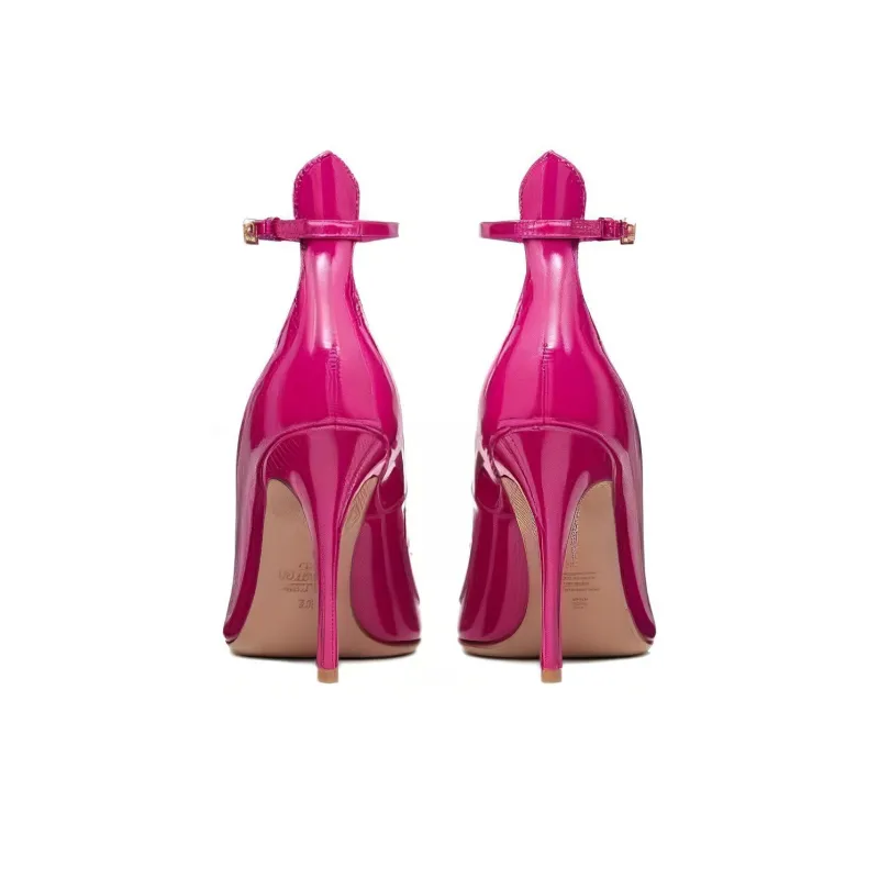 Valentino Slim Heel High Heels 10cm Women's Rose Red-2