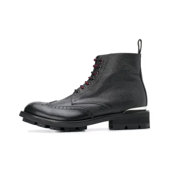 Alexander McQueen Pebble Grain Commando Boots 'Black'