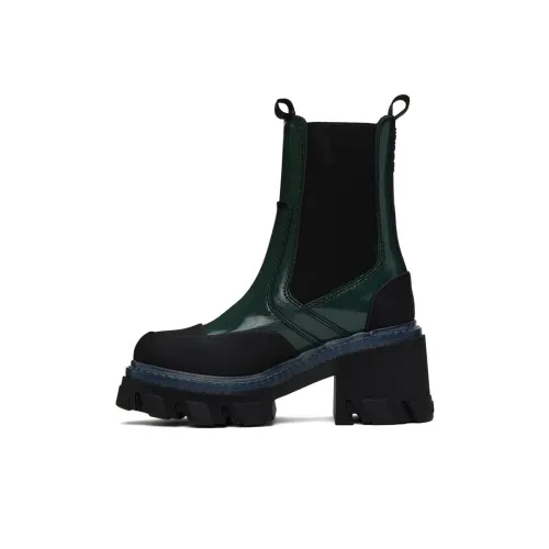 GANNI Leather Panelled Ankle Boots