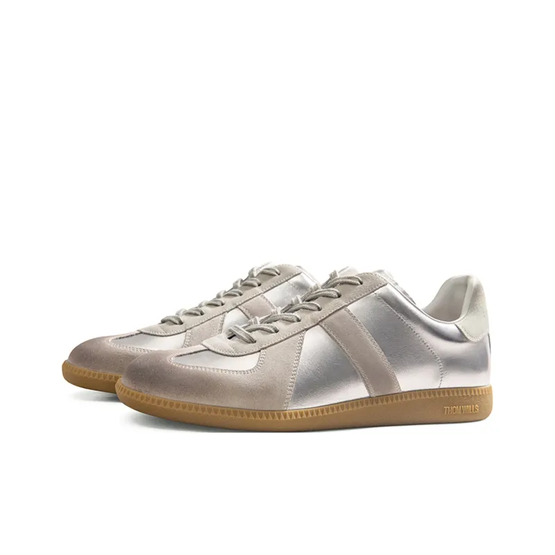 THOM WILLS Trendy Versatile Casual Sports German Army Trainers Skateboard Shoes Unisex Silver Gray-1