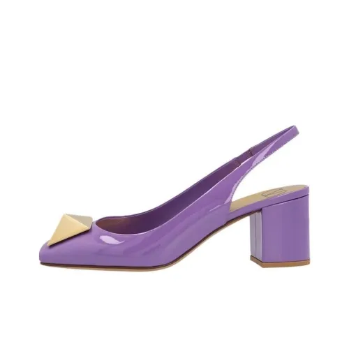 Valentino One Stud Chunky Heel High Heels 6cm Women's Purple
