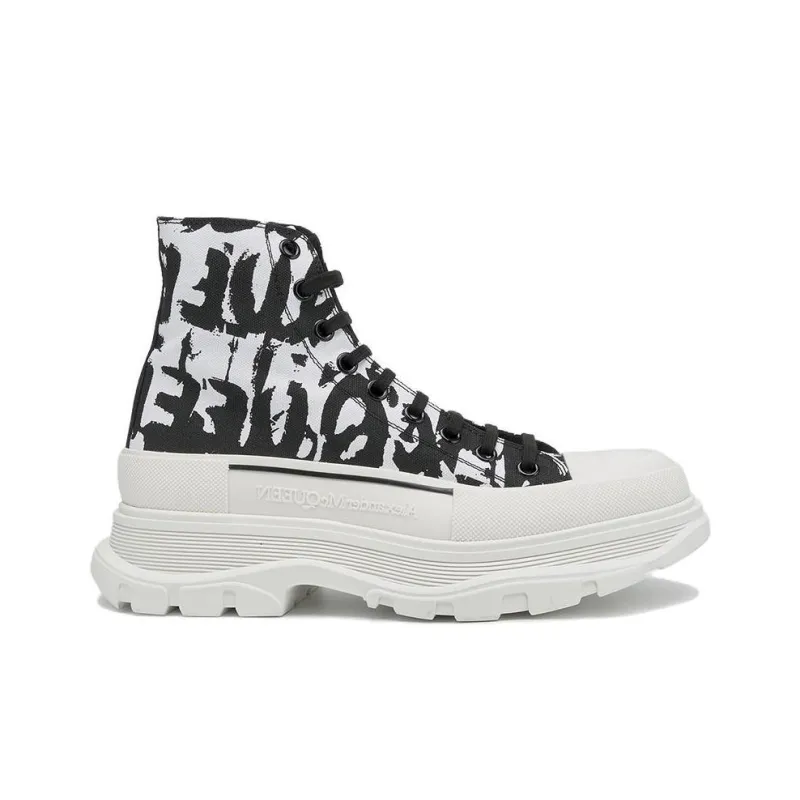 Alexander McQueen Graffiti Tread Slick Boot White Black-1