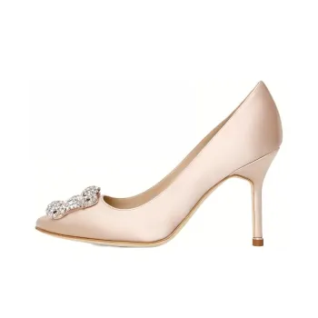 MANOLO BLAHNIK Slim Heel High Heels 10.5cm Women's Pink Beige