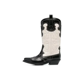 GANNI Two tone Leather Western Boots