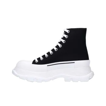 Alexander McQueen Canvas Tread Slick High Top Sneakers 'Black White'