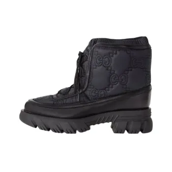 GUCCI Gg Lace Up Ankle Boot Black