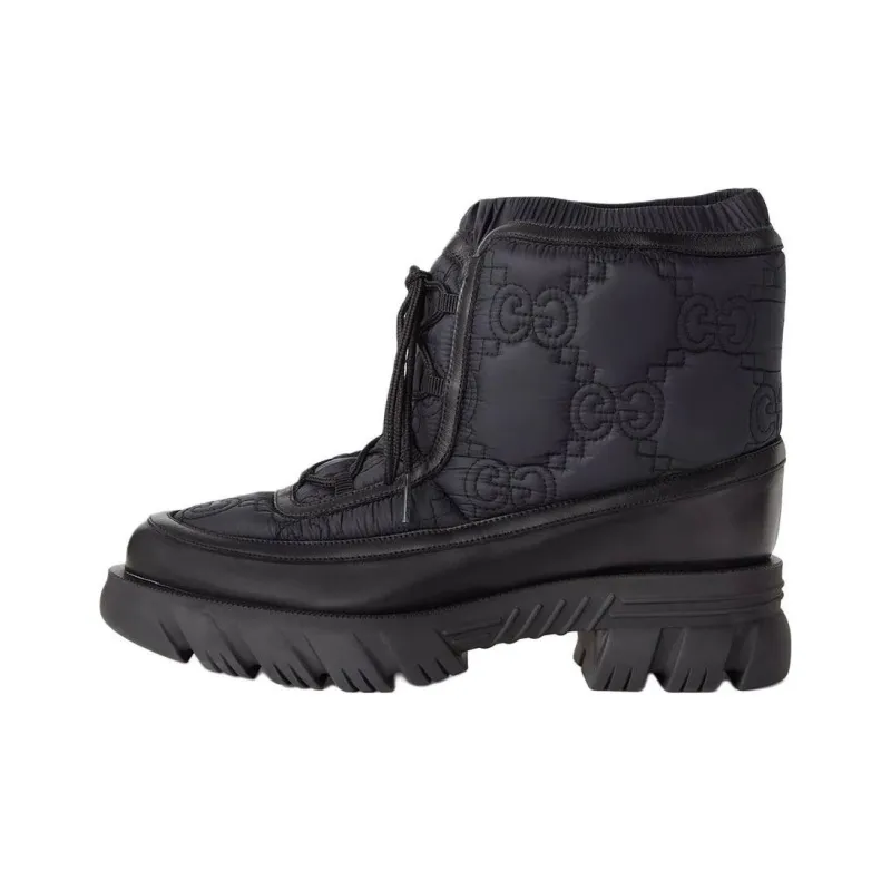 GUCCI Gg Lace Up Ankle Boot Black-0