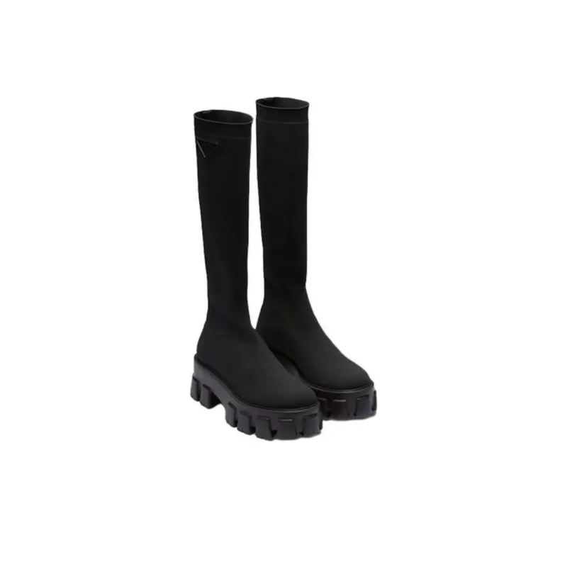 PRADA Monolith Knee-High Boots 5.5cm Women's Black-2