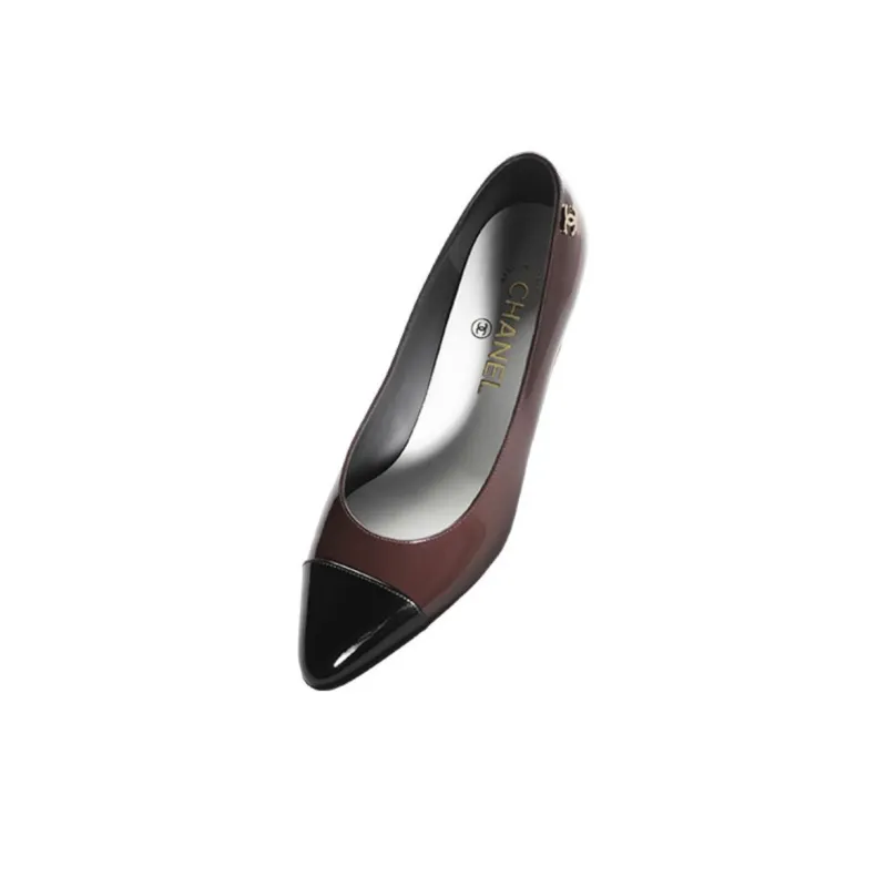 CHANEL Chunky Heel High Heels 6.5cm Women's Brown-2