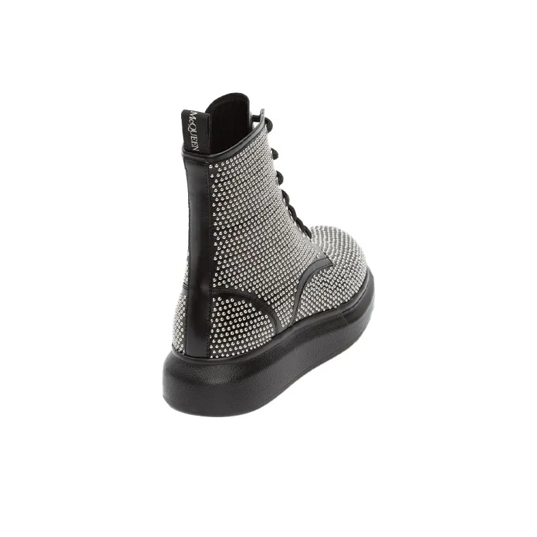 Alexander McQueen Hybrid Lace Up Boot 'Black Silver' Women's-3