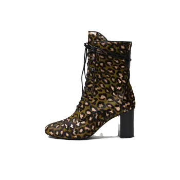 LONGCHAMP Ankle Boots Women's Leopard Print