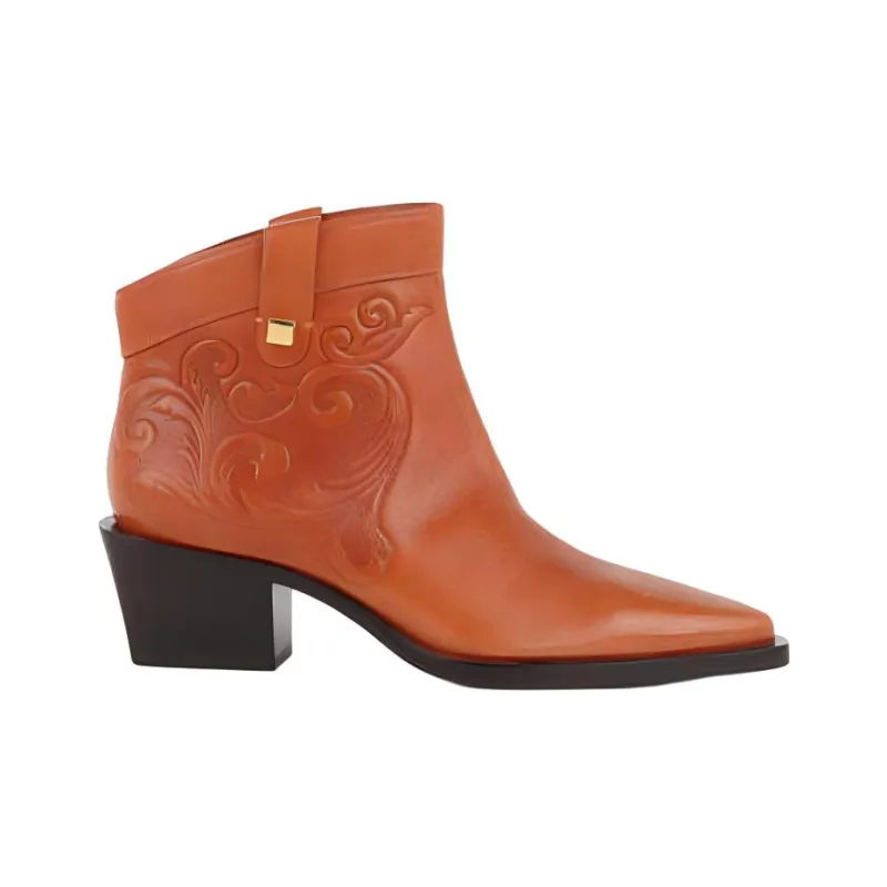 MAISON SKORPIOS Alexandra Cordoba Ankle Boots 6cm Women's Orange-1