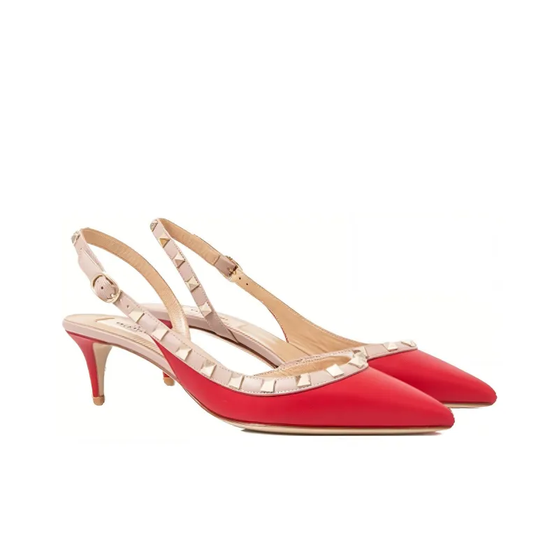 Valentino Slim Heel High Heels Women's Red-2