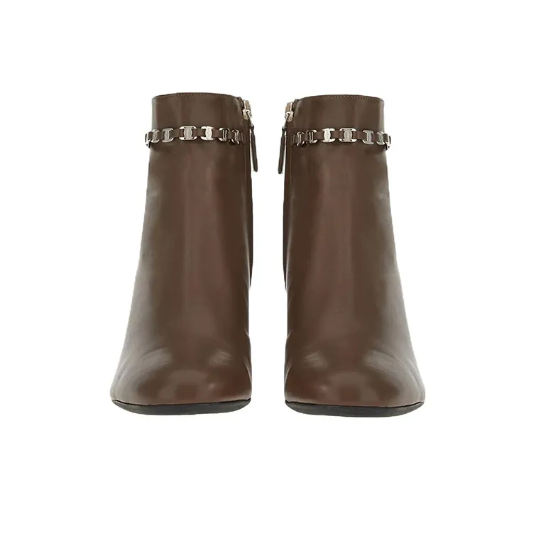 FERRAGAMO Chain-link Leather Ankle Boots-3