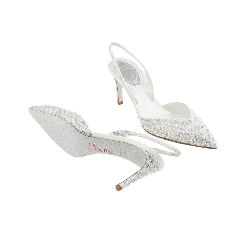 RENE CAOVILLA Slim Heel Closed Toe Slippers Women's White-4