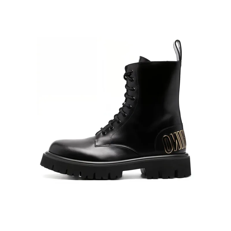 MOSCHINO Logo Embossed Lace Up Boots-0