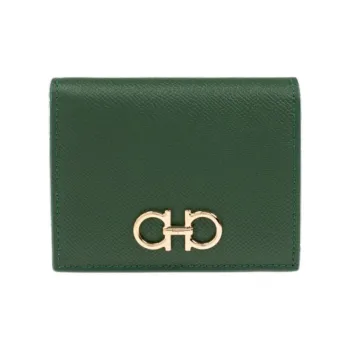 FERRAGAMO Leather Wallet Women's Green