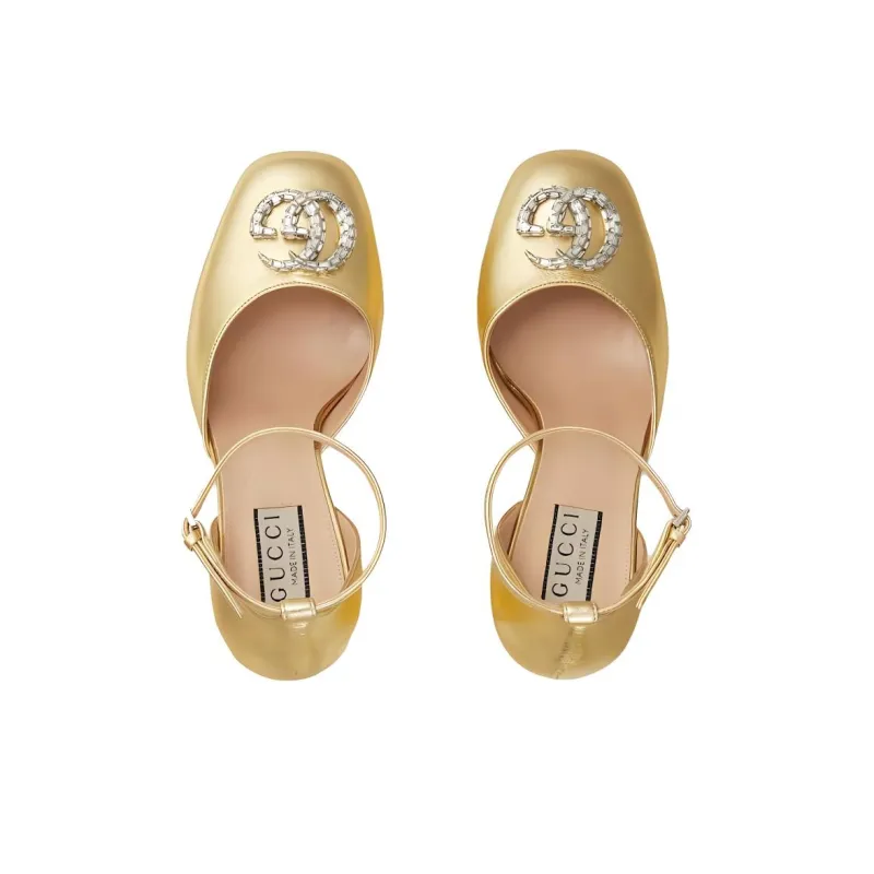 GUCCI Chunky Heel High Heels 11.5cm Women's Yellow-3