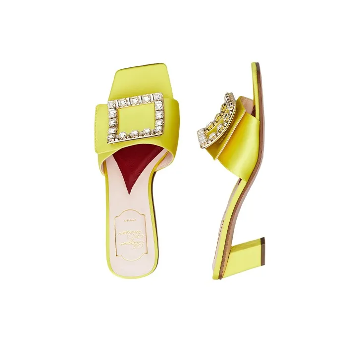 Roger Vivier Biki Love Chunky Heel Slide Slippers 4.5cm Women's Yellow-3