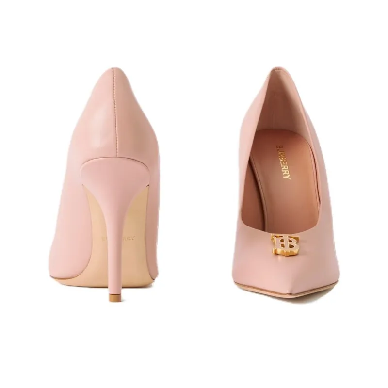 Burberry Slim Heel High Heels 10cm Women's Pink-4