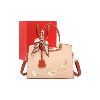 PAYOT Synthetic Leather Shoulder Bag Crossbody Bag Handbag Regular Women's Apricot Mismatched Birds