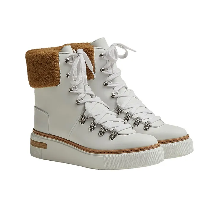 HERMES Flocon Short Martin Boot Women's White-1