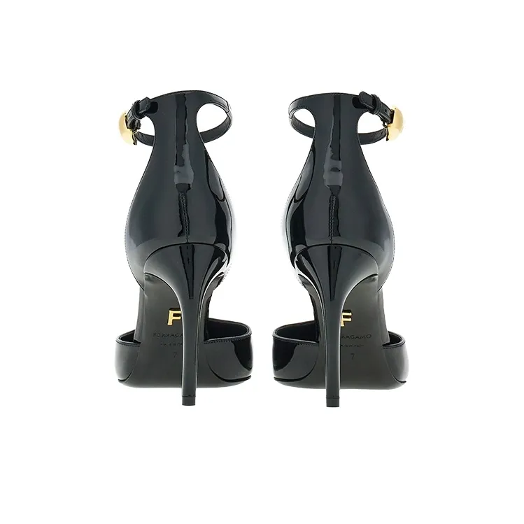 FERRAGAMO T-strap 85mm Patent Leather Pumps-3