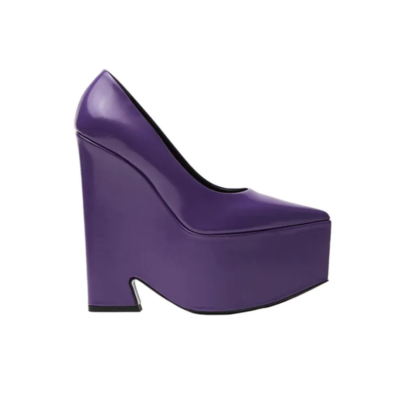VERSACE Chunky Heel High Heels Women's Purple-1
