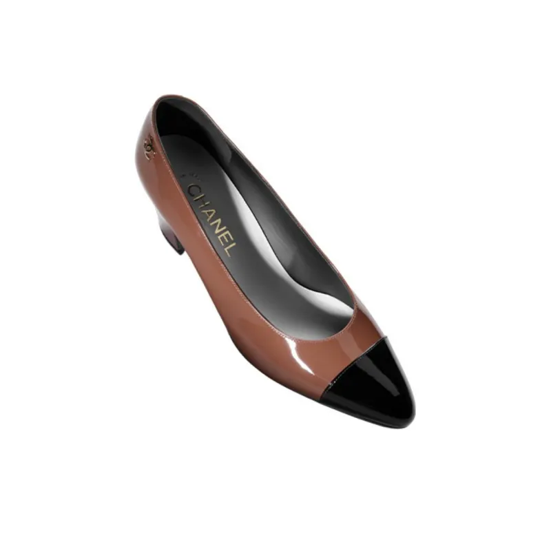 CHANEL Chunky Heel High Heels 6.5cm Women's Light Brown-2