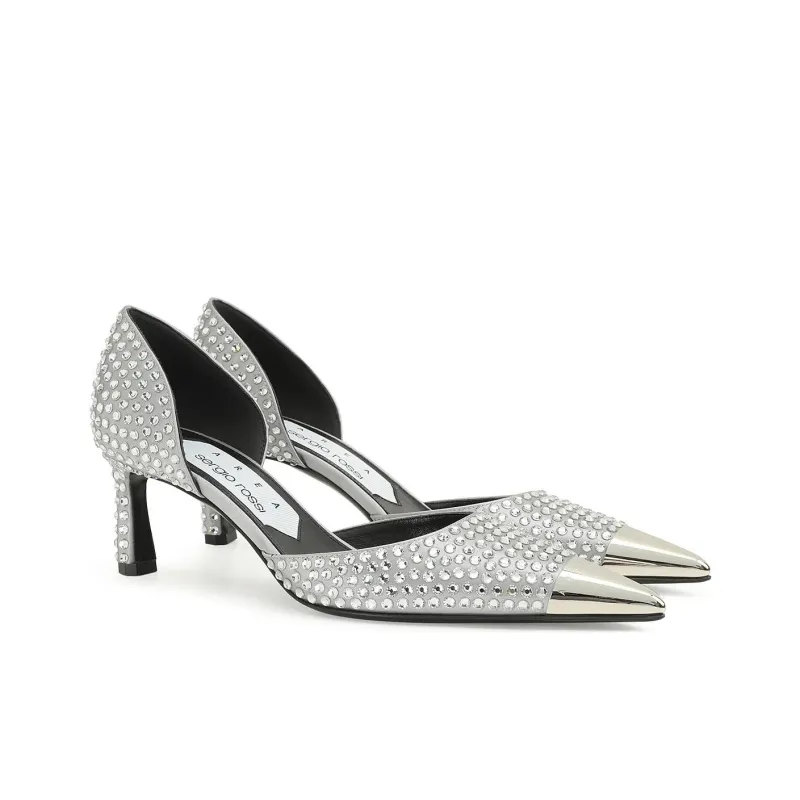 SERGIO ROSSI Slim Heel High Heels 5cm Women's Silver-2