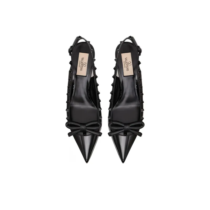 Valentino Garavani Rockstud 60mm Bow-detail Slingback Pumps-2