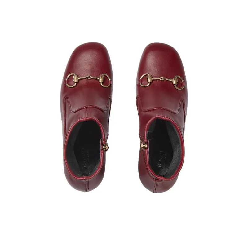 GUCCI Women's Horsebit Ankle Bootie 'Rosso Ancora' Women's-4