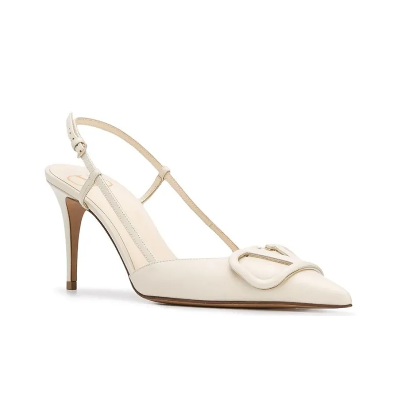 Valentino Vlogo Slim Heel High Heels Women's White-2