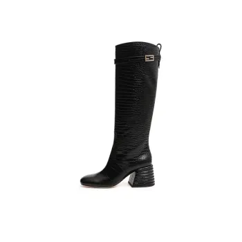 FENDI Baguette Knee high Boots Women's Black
