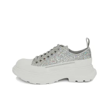 Alexander McQueen Tread Slick Glitter Low Sneaker 'Silver' Women's