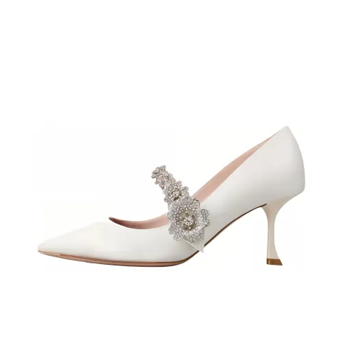 Roger Vivier Bouquet Flower High Heels 6.5cm Women's Beige