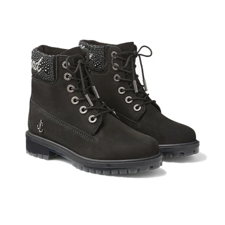 Timberland X Jimmy Choo 6" Boots Black Crystal Collar-2