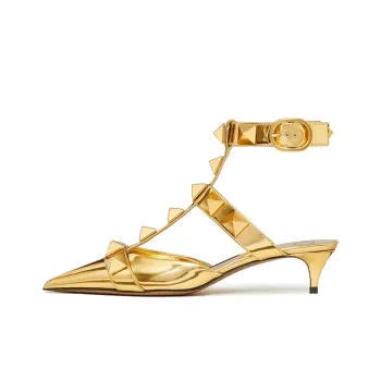 Valentino Roman Stud Cone Heel High Heels Women's Gold